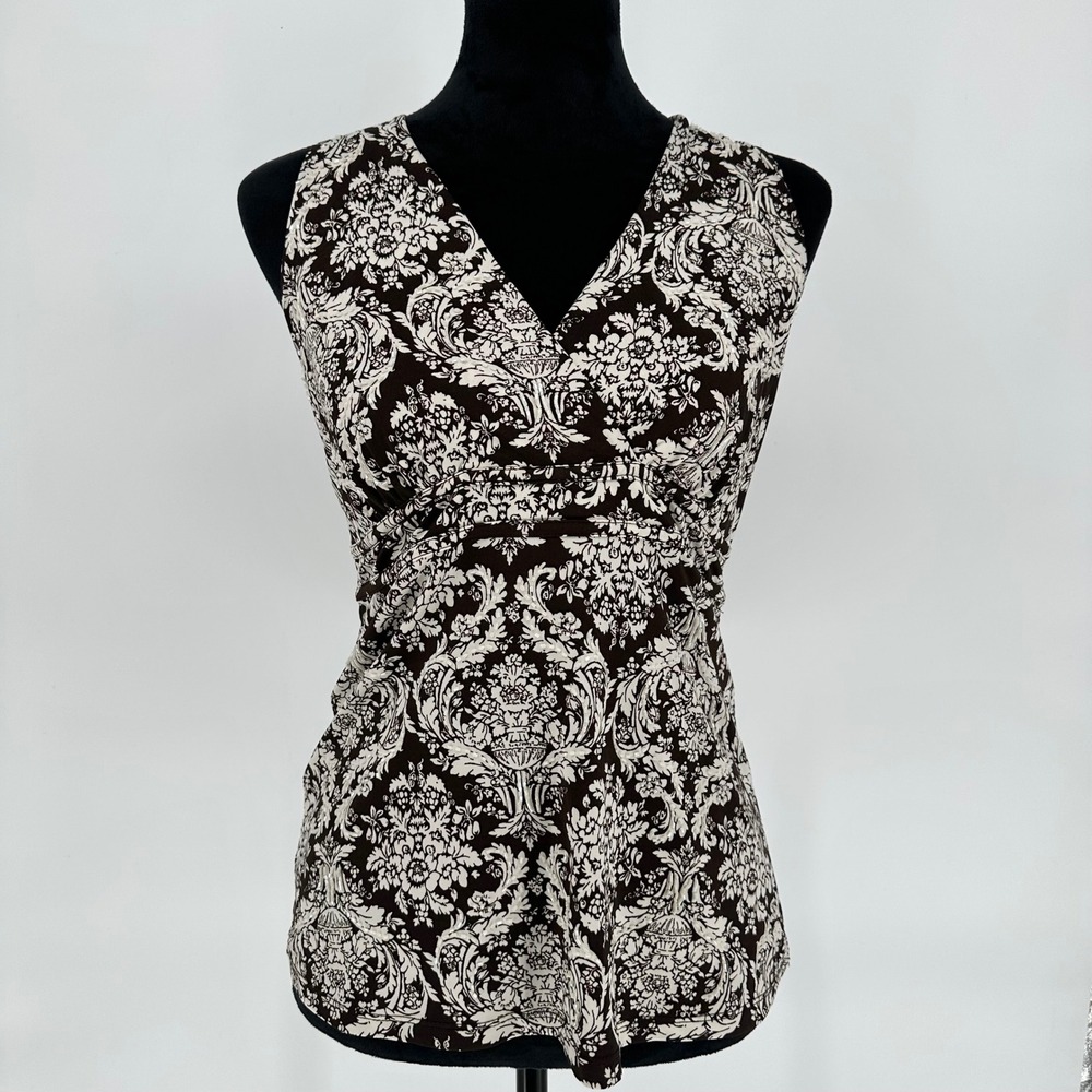 Y2K‎ INC International Concepts Brown Beaded Halter Sleeveless Top Stretch Small